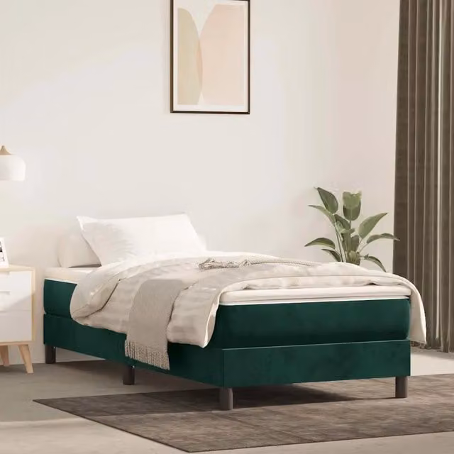 Giroletto a Molle con Materasso-Struttura Letto Verde Scuro 90x200 cm Velluto 700658