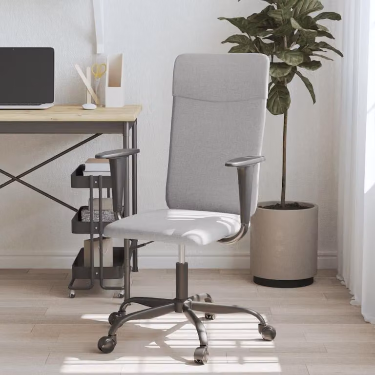 Sedia da ufficio regolabile con rivestimento in tessuto color grigio chiaro