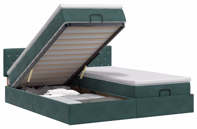 Divano poltrona ottomano con materasso e poggiatesta, 2 pezzi, velluto verde scuro