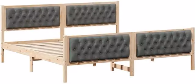 Letto matrimoniale | Letto per adulti | Struttura del letto Grigio scuro 200 x 200 cm Pino massello