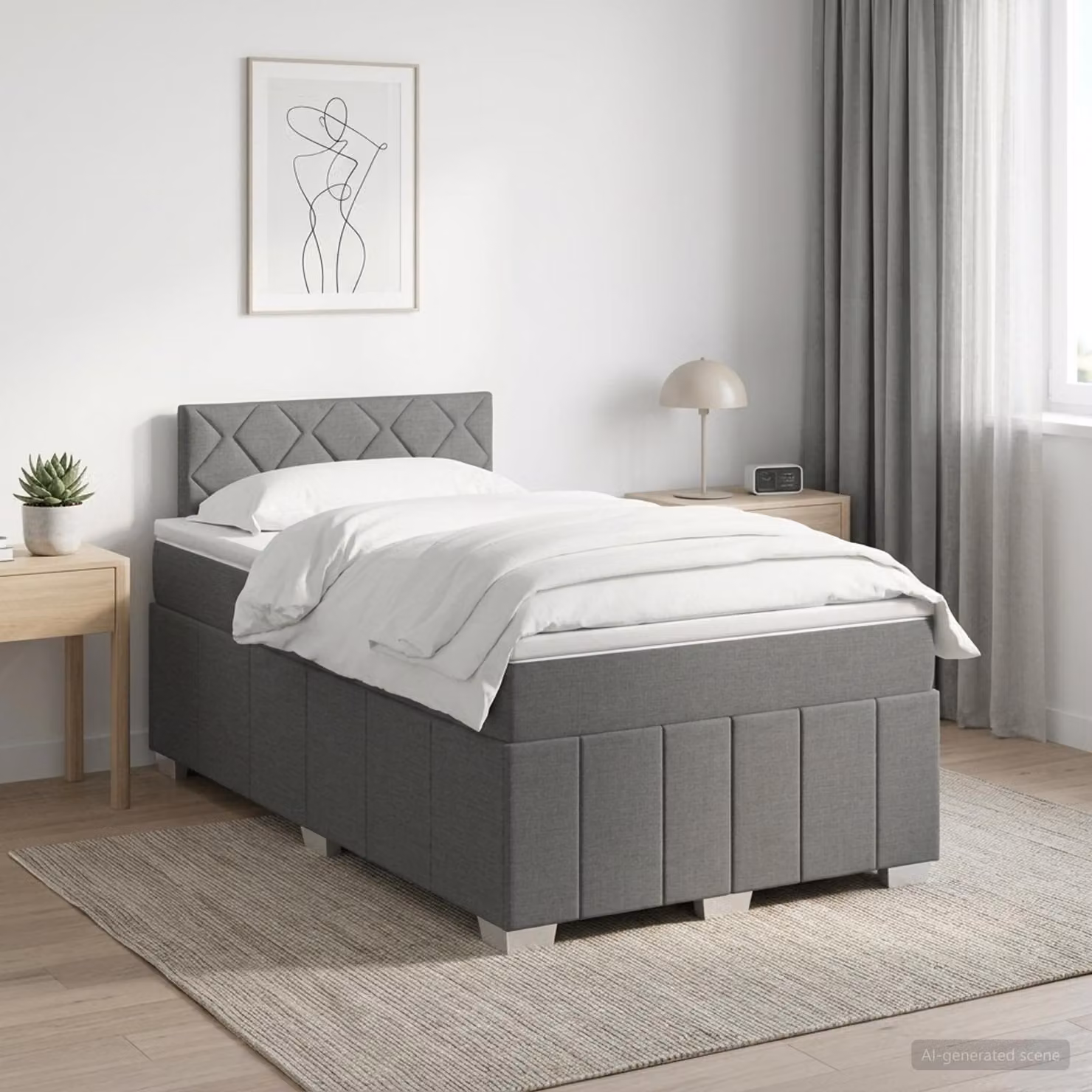 Letto box spring con materasso a molle insacchettate vidaXL, Grigio e Bianco, L/P/H: 120 x 200 cm