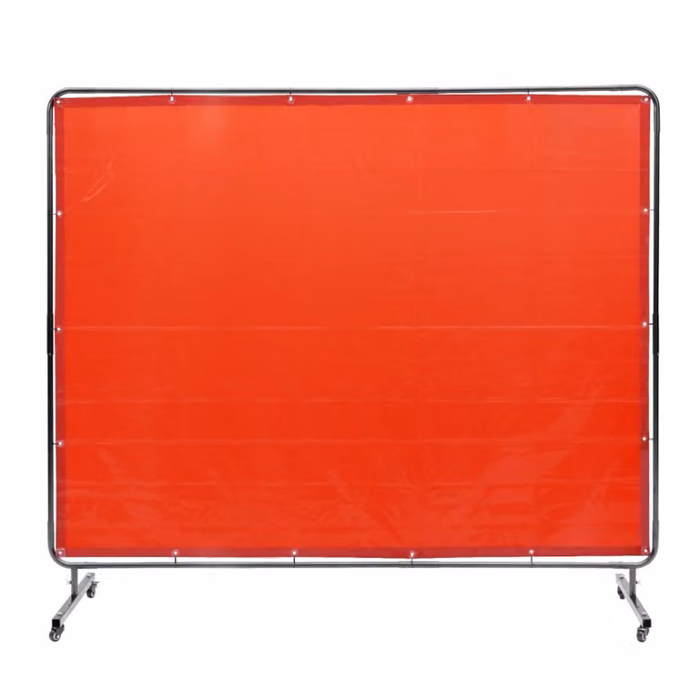 Tenda per saldatura - Tenda protettiva 1,8 x 2,4 m in vinile ignifugo con 4 ruote girevoli e protezione UV a 6 livelli - Coperta per saldatura rossa.