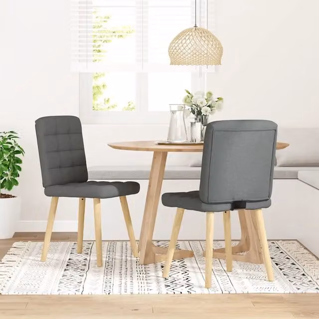Set di 2 sedie da pranzo moderne in tessuto grigio con struttura in legno e metallo