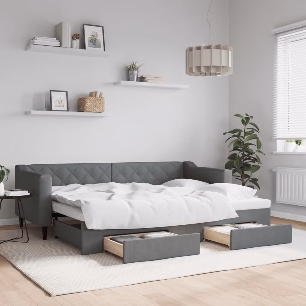 Maison Exclusive - Divano letto estraibile con cassetti, grigio scuro, 80x200 cm, tessuto
