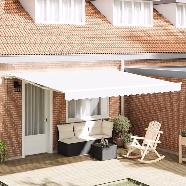 Tenda retrattile Bianco 400 × 350 cm Tessuto e Alluminio 3330793