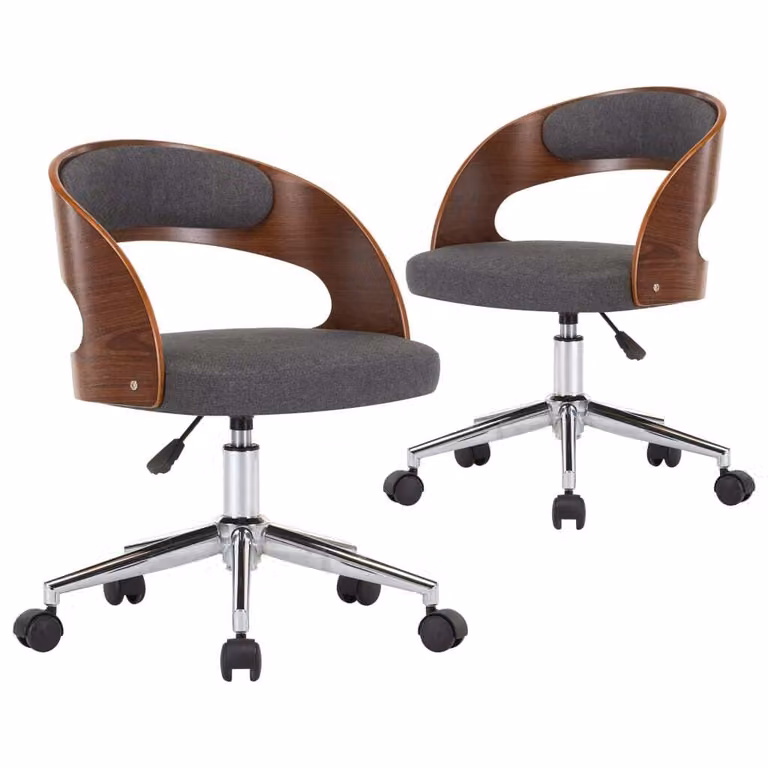 SYFAX™ Sedie da Pranzo Girevoli 2 pz Grigie in Legno Curvo e Tessuto