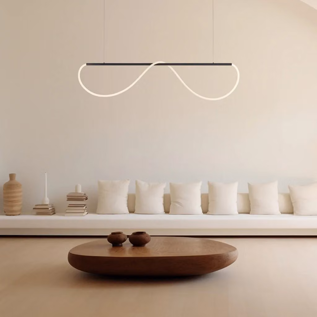 Lampada a sospensione lineare Light Prestige LED 24W 4000K in metallo e silicone, L: 100 cm, H: 15 cm, P: 130 cm, disponibile in nero o bianco – 2