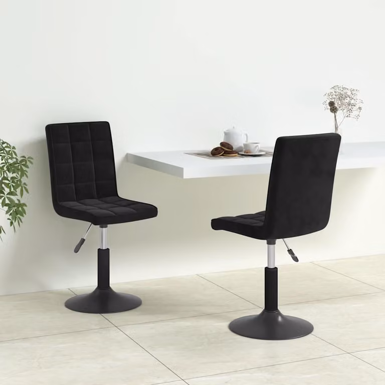 Set di 2 sedie da pranzo girevoli vidaXL in velluto nero con design moderno