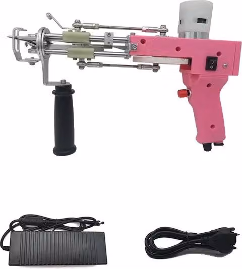 Pistola elettrica per il tufting di tappeti, per il taglio e l'avvolgimento di veli di moquette, spina UE