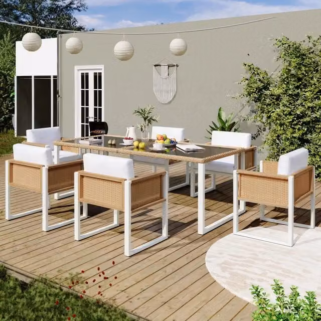 Set Tavolo e Sedie da Giardino Polyrattan 6 Posti con Cuscini ¨C MINIMAL ¨C Antracite