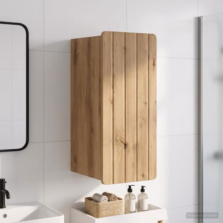 Armadio da bagno a muro vidaXL ZWOLLE in rovere marrone con ante a battente e ripiani interni