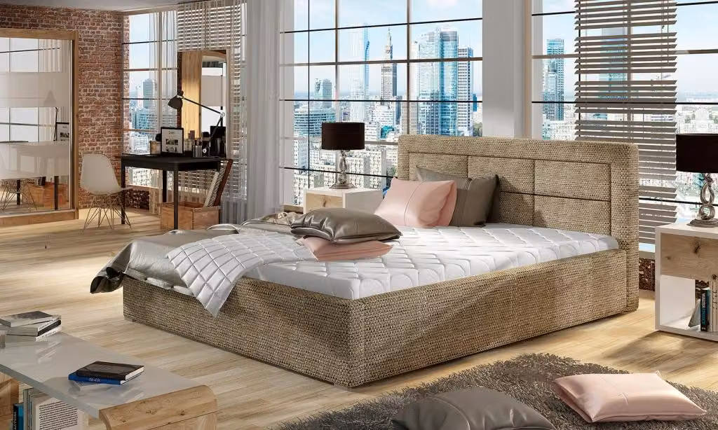 Designer Bett Schlafzimmer Betten Textil Hotel Luxus Polster Robustes Material