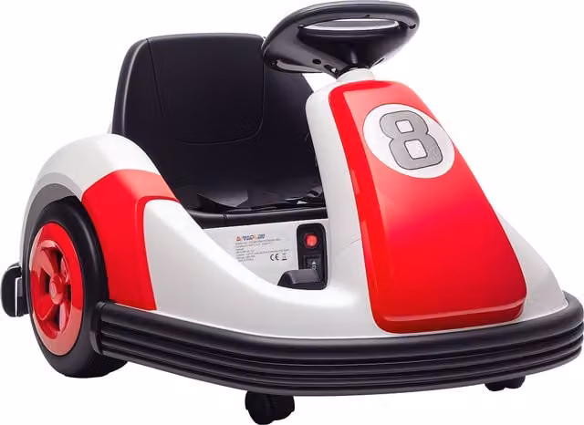 Auto a Scontro Elettrica AIYAPLAY per Bambini 6V con Doppio Motore, Rotazione a 360°, Musica e Clacson, Rosso