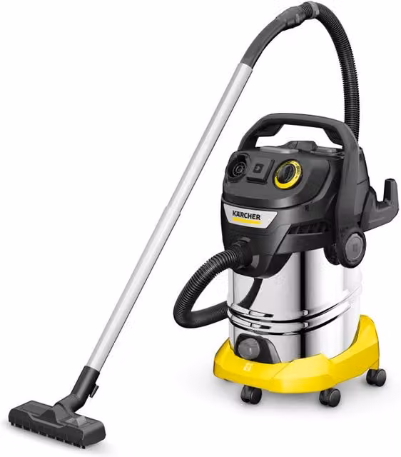 Aspiratutto industriale Karcher KWD 6 P S V con serbatoio in acciaio inox giallo da 30 l e presa per elettroutensili – 2