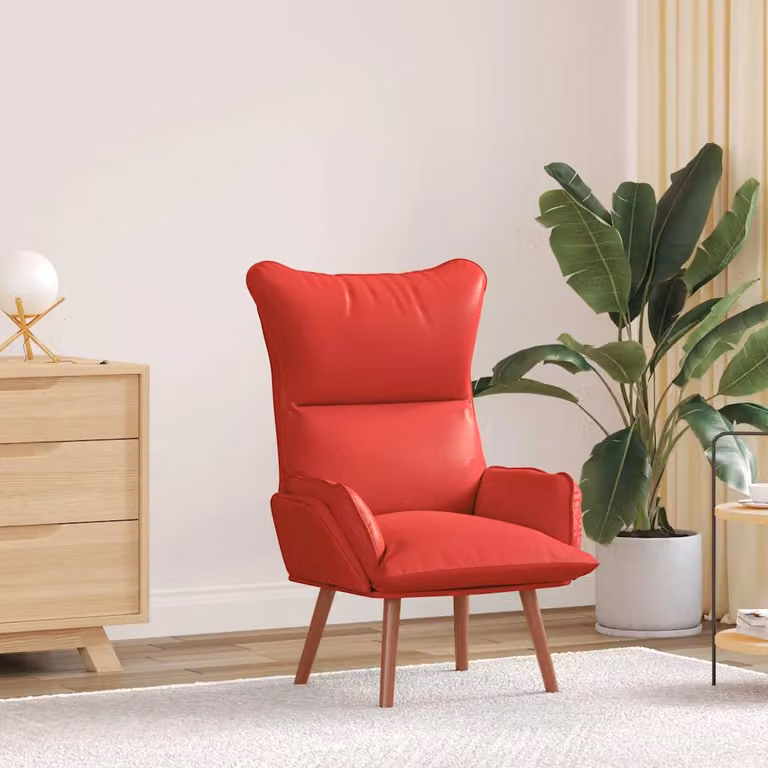 Poltrona moderna vidaXL in pelle artificiale rossa con braccioli, L: 69 cm, P: 74 cm, H: 93 cm