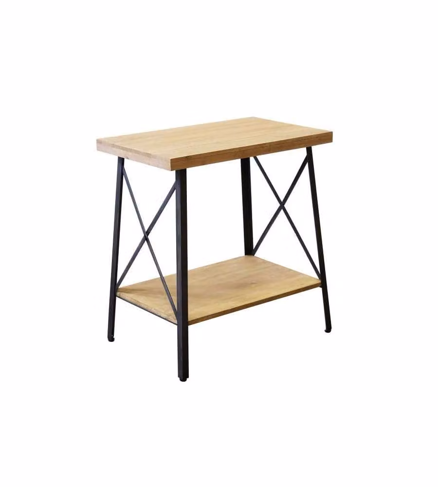 Tavolino Cosma Auberon in stile industrial in metallo e legno color antracite e marrone L: 63 cm, P: 40 cm, H: 68 cm