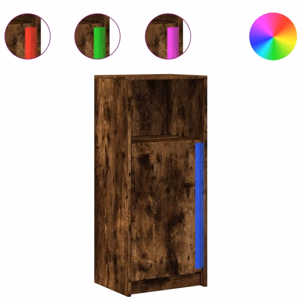 Credenza con LED Rovere Fumo 42,5x34x100cm in Legno Multistrato