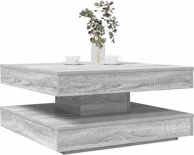 Tavolino da Caff¨¨ Girevole a 360 Gradi-Tavolino da soggiorno Grigio 70x70x34,5 cm 226690