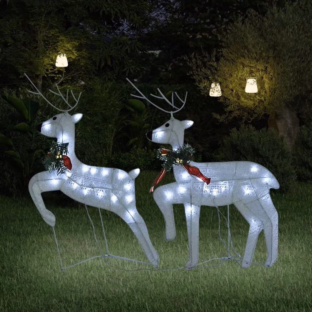 The Living Store Renna a LED 2 pezzi. Bianco 40 LED