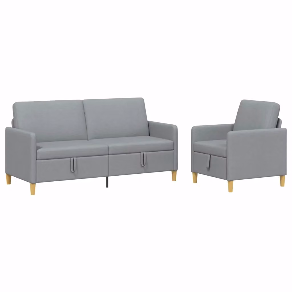 Set di divani moderni vidaXL con seduta a sollevamento, composto da divano a 3 posti, divano a 2 posti e poltrona, rivestimento in tessuto con coperture rimovibili, colore grigio o marrone – 2