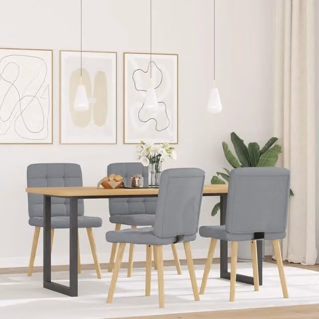 Sedie da Pranzo 4 pz | Sedie da cucina Grigio Chiaro in Tessuto
