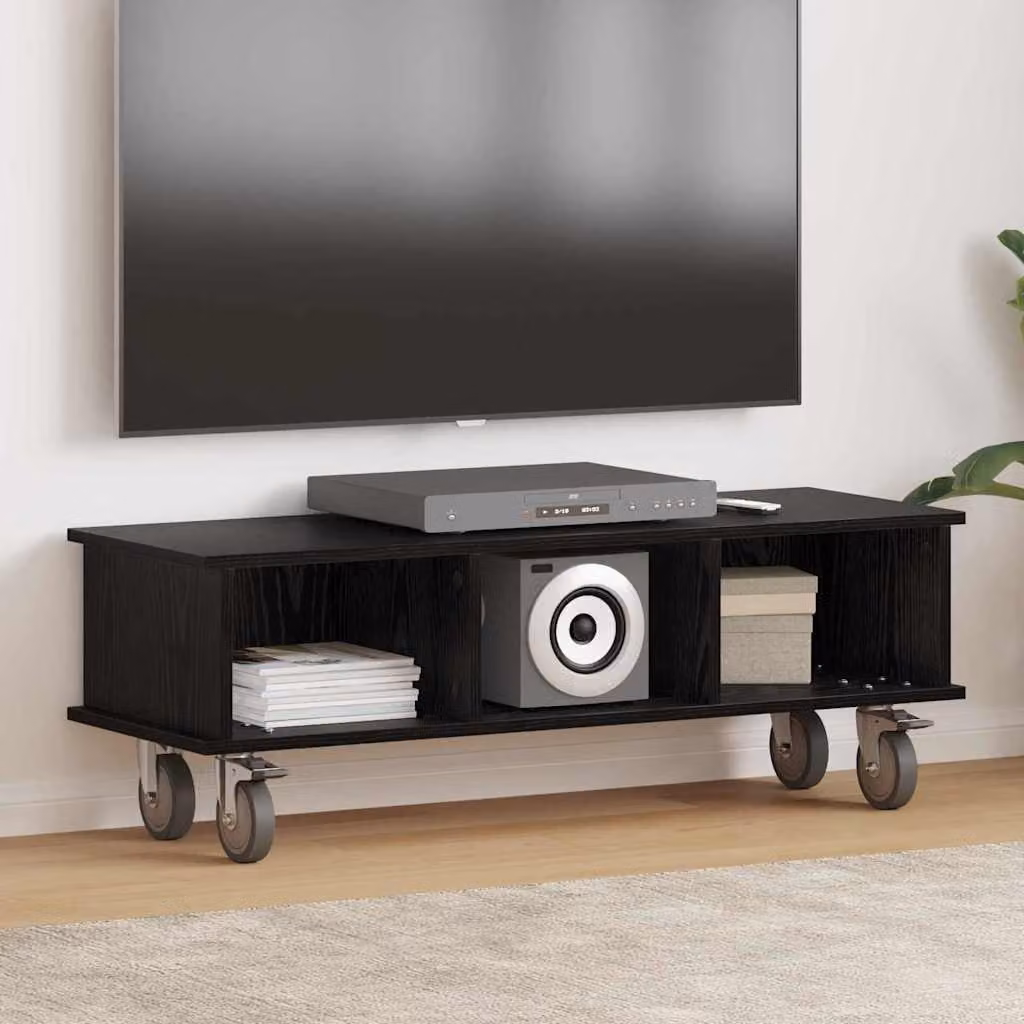 Supporto TV moderno vidaXL in legno ingegnerizzato color rovere nero L/P/H: 100 x 35 x 35 cm