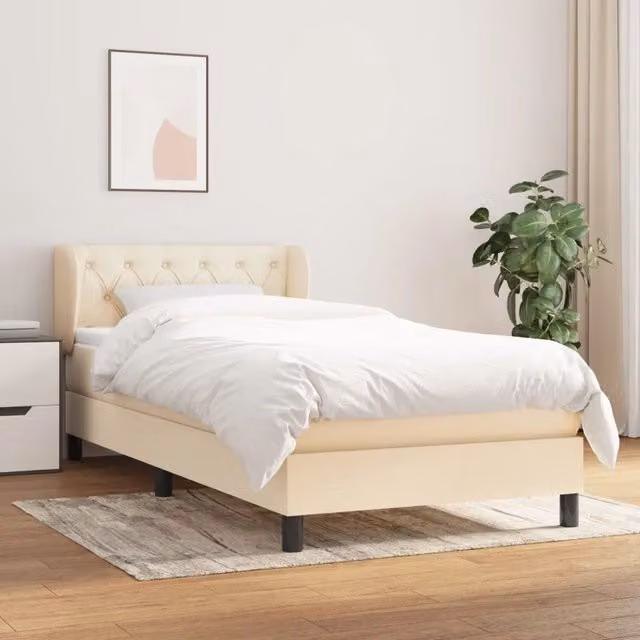 Letto Ibrido con Giroletto a Molle e Materasso vidaXL in Colore Beige e Bianco L/P/H: 80 x 200 x 88 cm – 1