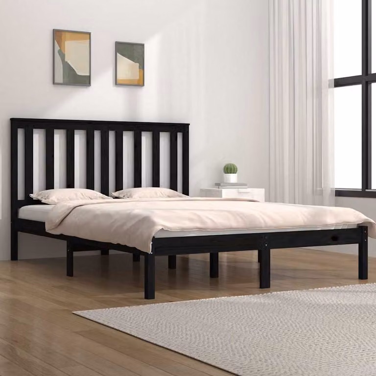 Giroletto vidaXL in legno massello di pino nero L 140 x P 190 cm