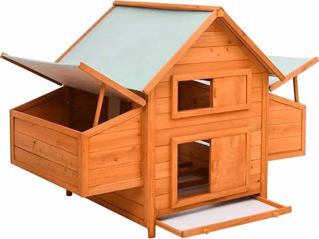 Pollaio vidaXL in legno di abete color marrone stile rustico L/P/H: 150 x 96 x 110 cm