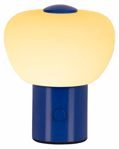 Lucide GUSTAV – Lampada da tavolo ricaricabile – Batteria – Ø 8 cm – LED dimmerabile – 1x0,8 W, 2700 K - Blu - Lampade da tavolo e da comodino (44521/01/35)