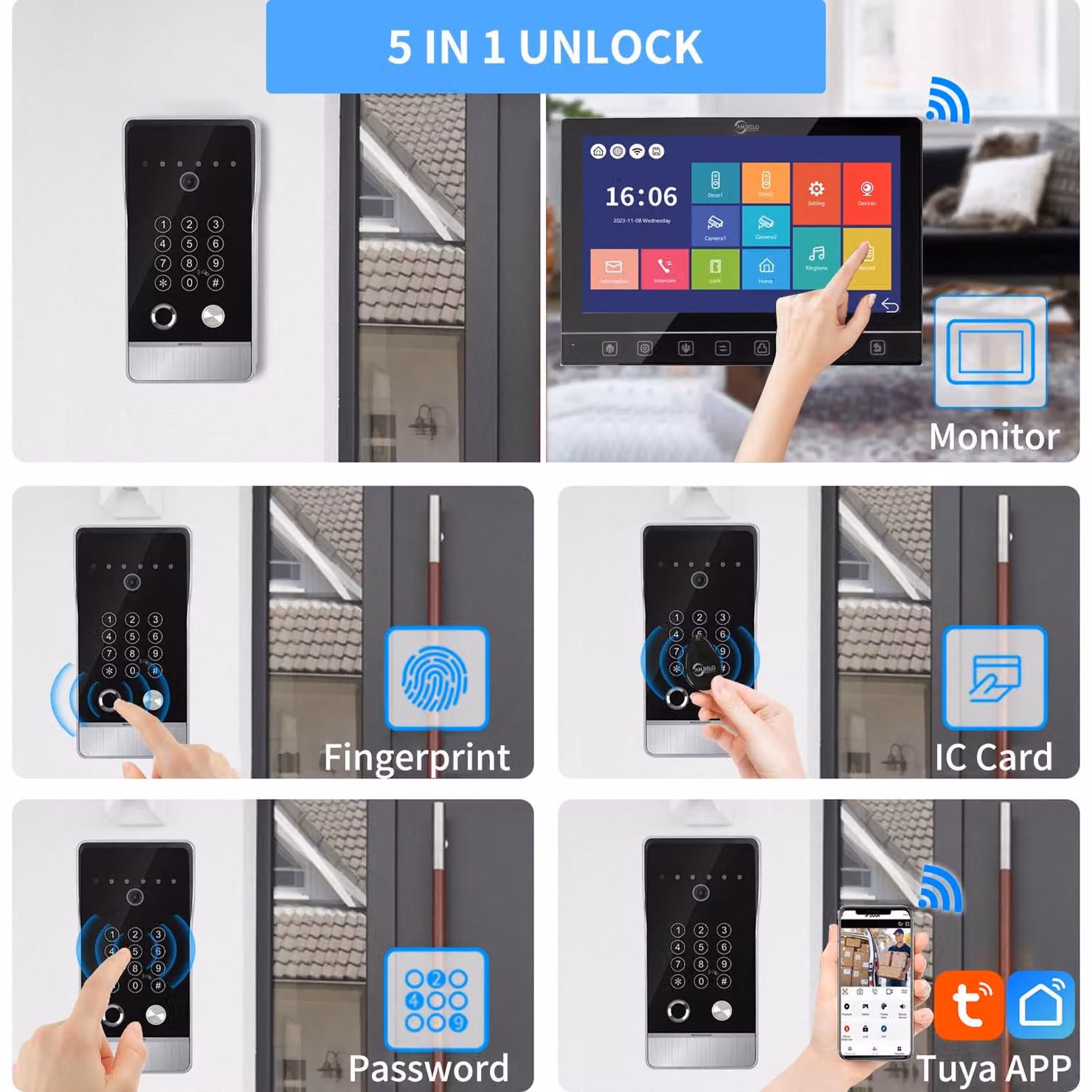 Kit videocitofono cablato - Monitor touchscreen da 10 pollici - Telecamera HD 1080p