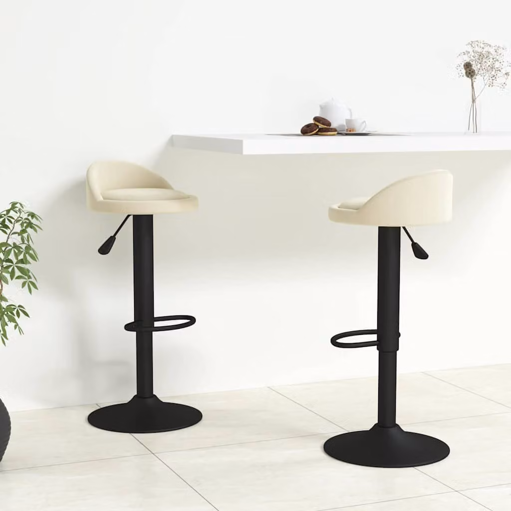 Set di 2 sgabelli da bar moderni vidaXL in velluto beige con base girevole a 360 gradi