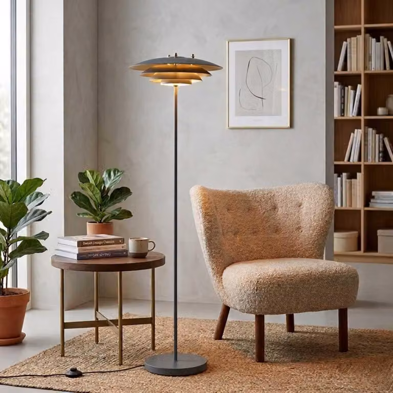 Lampada da terra Bretagne NORDLUX con spettacolare traslucenza, Variante: Ø 380 x 1500 mm, 25 W, G9, grigio