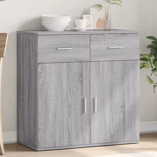 Credenza Buffet Armadio da Cucina Design Mania Grigio Sonoma in Legno Multistrato L: 79 cm, P: 38 cm, H: 80 cm