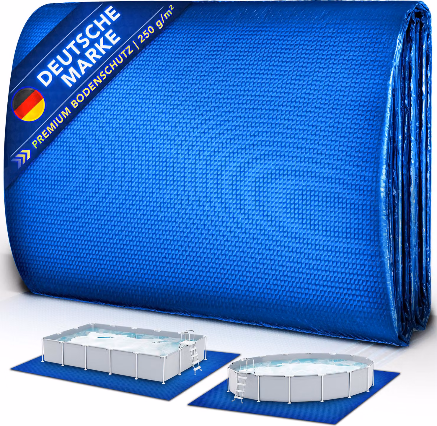 tillvex® Telo di protezione per piscina Premium 335 x 335 cm quadrato con 250 g/m² - per piscine e vasche da nuoto | Telo di protezione per piscina resistente ai raggi UV e agli strappi Tappetino di protezione per il fondo | Telo di protezione per il fond