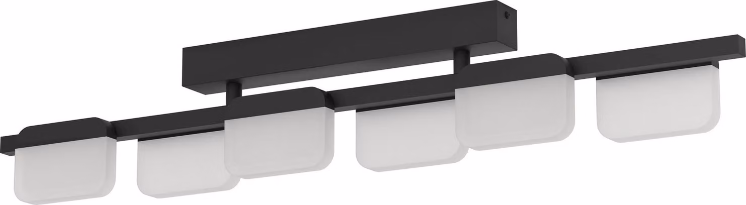 EGLO Ervidel, 6 lampadine, LED, 2880 lm, IP20, nero, acciaio satinato, trasparente