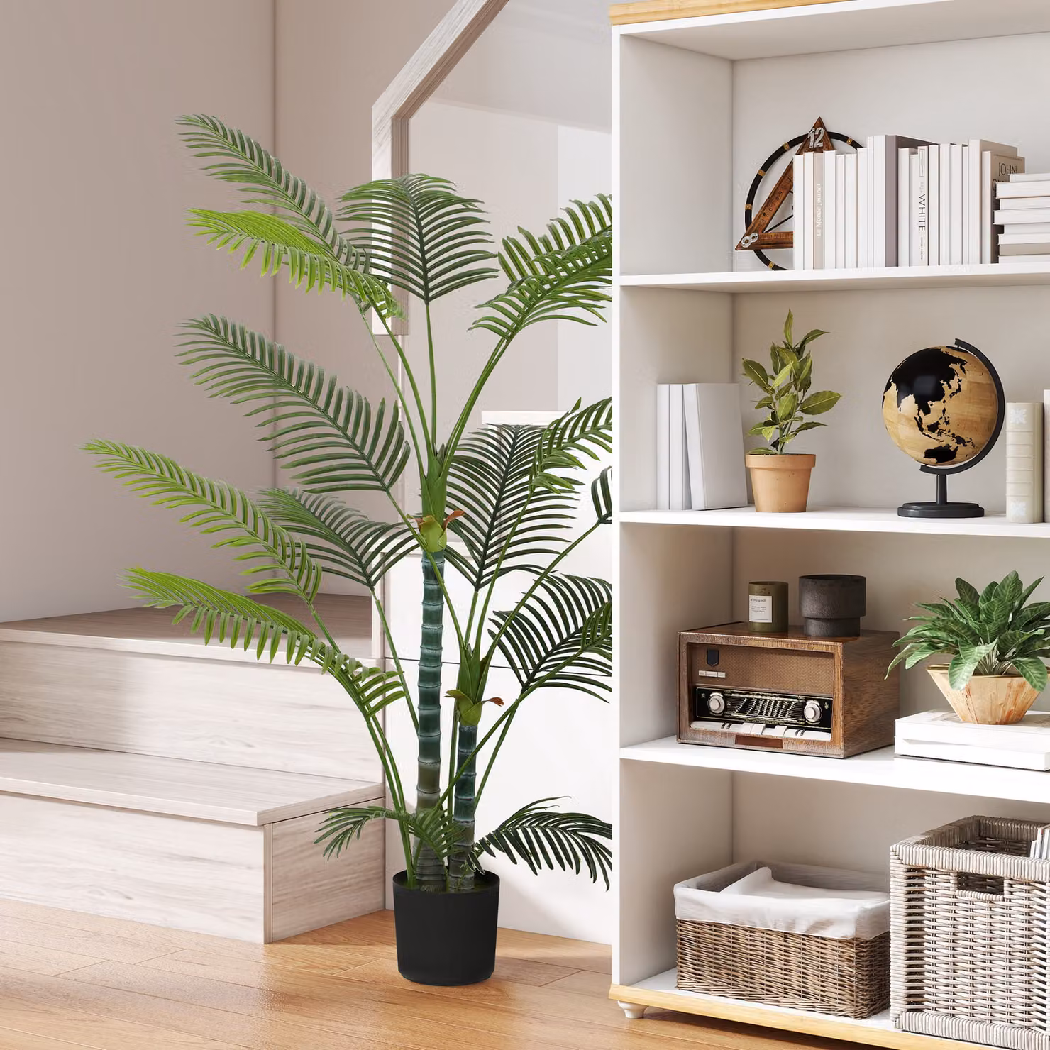 Pianta Artificiale Decorativa Palma HOMCOM Verde con Vaso, Altezza: 170 cm – 2