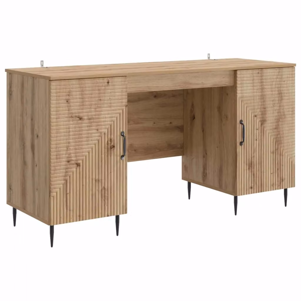 Scrivania moderna vidaXL in legno color rovere marrone L: 142,5 cm, P: 50 cm, H: 75 cm – 2
