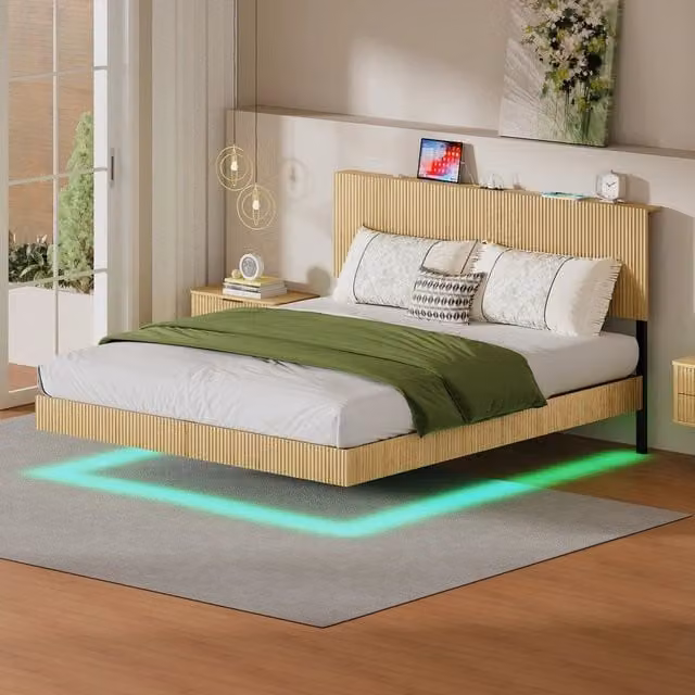 Letto con LED e testiera ¨C Minimal ¨C Bianco metallo 180x200 cm