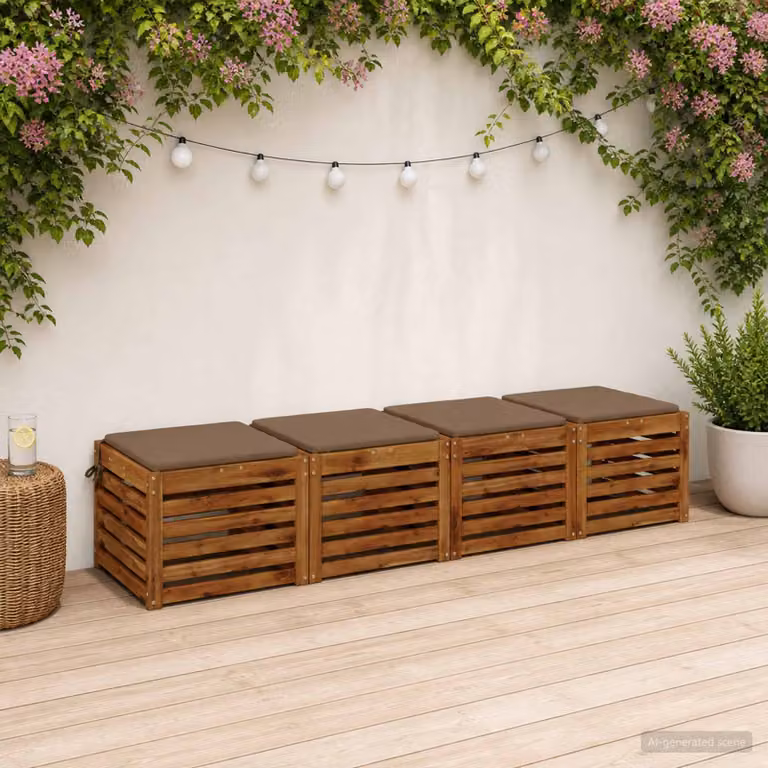 Set di 4 cuscini per sedia vidaXL SOEST in poliestere, colore tortora, con rivestimento lavabile e resistente ai raggi UV