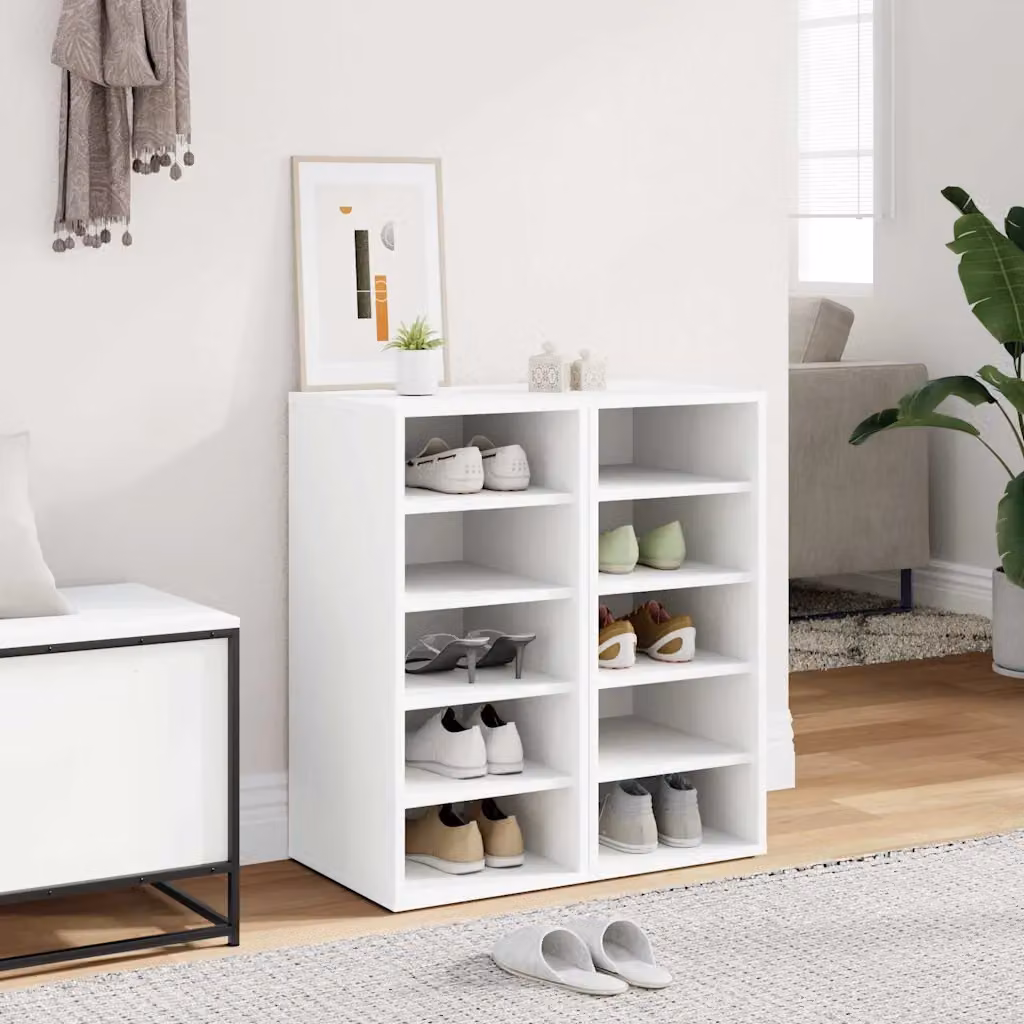 Armadio porta scarpe moderno vidaXL in legno e MDF bianco, sospeso a parete, L 31,5 cm x P 35 cm x H 70 cm