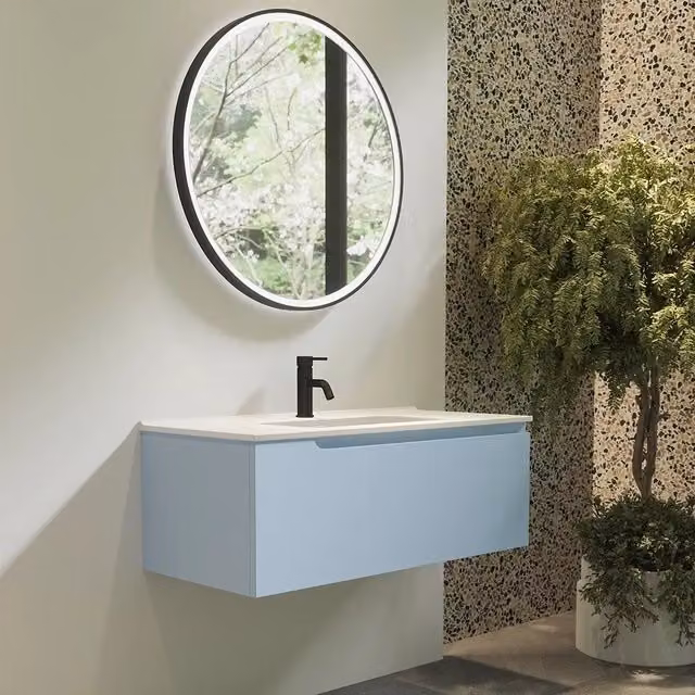 Mobile bagno sospeso 60 cm un cassetto color carta da zucchero con lavabo | Moor