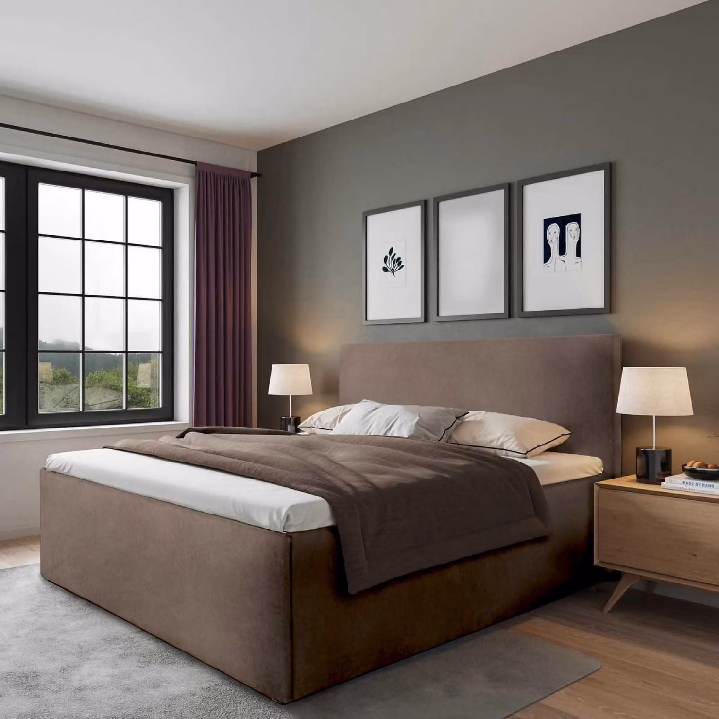 Letto imbottito Gent Sahara 140 x 200 x 40 cm Rete con materasso H3 di alta qualità (fino a 120 kg) e rete a doghe