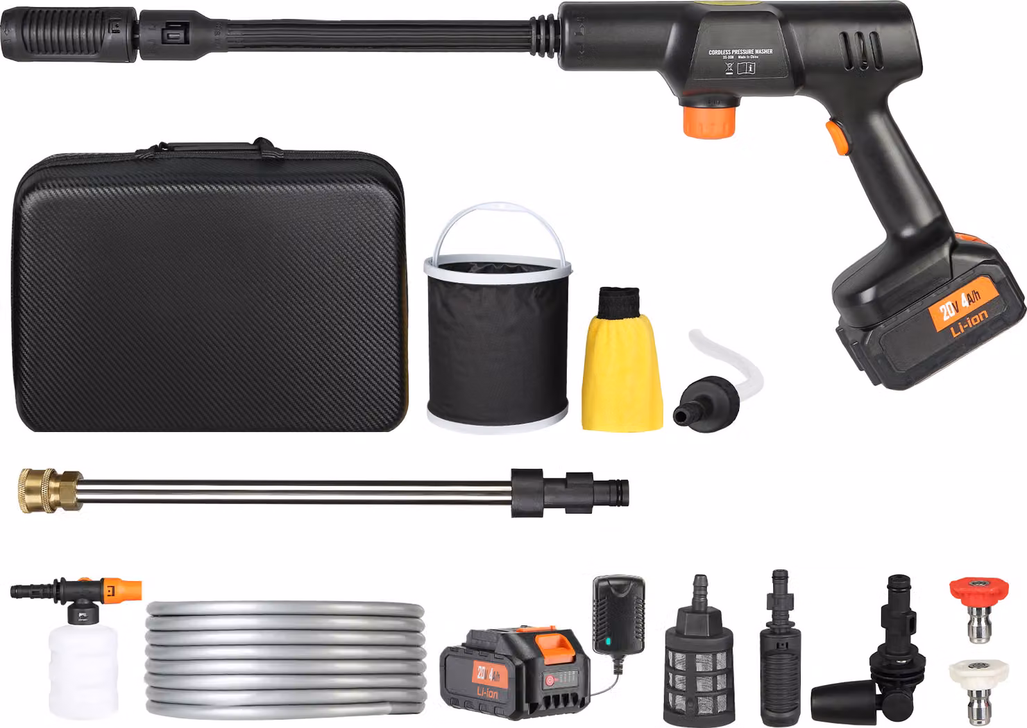 SucceBuy Idropulitrice a batteria, idropulitrice portatile 652-PSI 1.0 GPM, pistola a mano per lavaggio auto ad alta pressione con batteria da 4.0Ah e caricatore, ugello 6-in-1, per la pulizia della casa e dei pavimenti