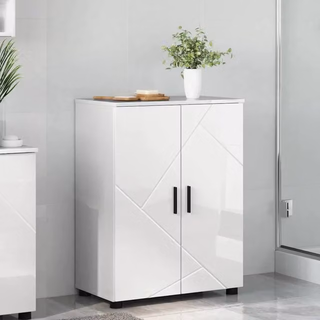 Mobile da bagno moderno vidaXL bianco lucido con ante a battente L/P/H: 60 x 35 x 80 cm