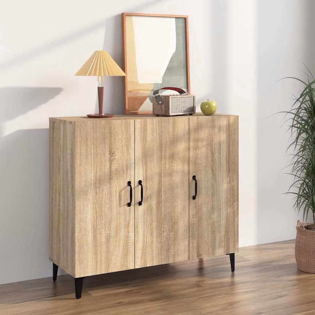 Credenza in stile industriale vidaXL in legno multistrato color rovere sonoma, L 90 cm x P 34 cm x H 80 cm