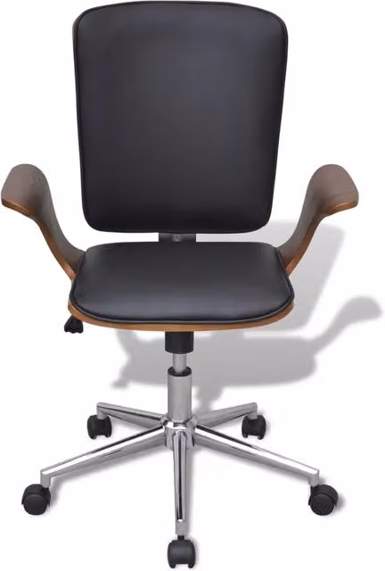 Sedia da Ufficio | Sedia da Gaming Girevole in Legno Curvato e Similpelle