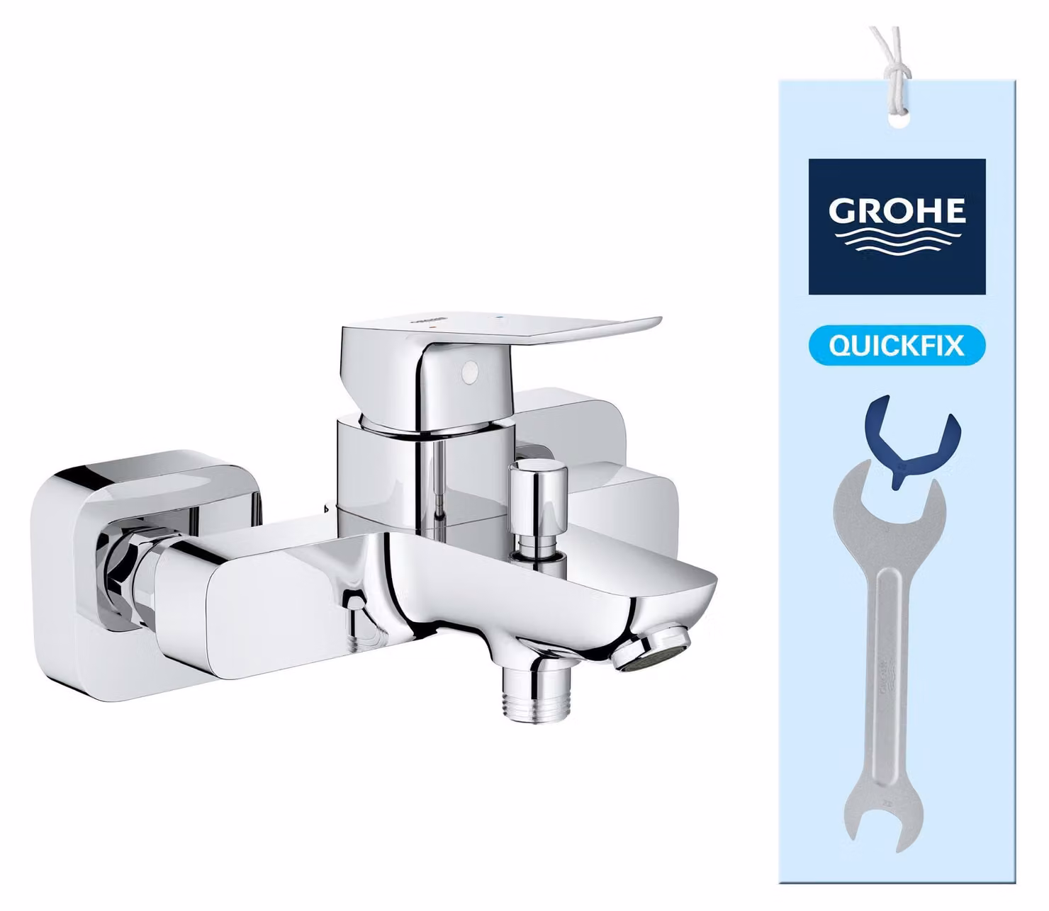 Wall-mounted bath/shower mixer - GROHE DICE - Chrome