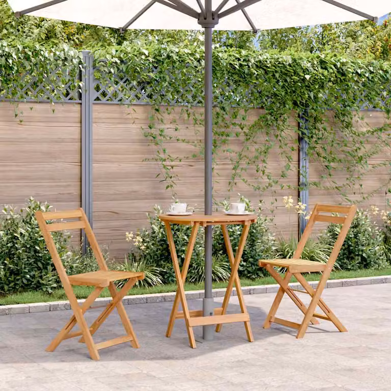 vidaXL Tavolo da Giardino Pieghevole in Legno di Acacia Marrone L: 75 cm, P: 60 cm