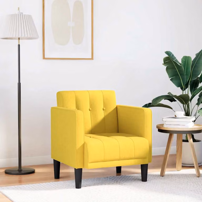 vidaXL Poltrona Lounge con Braccioli in Tessuto Giallo con Design Moderno